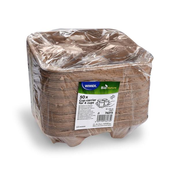 Tragetablett (PAP FSC Recycled) für 4 Becher 22 x 22 cm [50 St.]