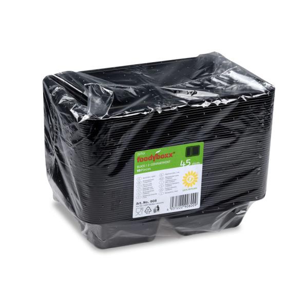 Menü-Schale (PP) extra-stabil 2-geteilt schwarz 227 x 178 x 49 mm [50 St.]