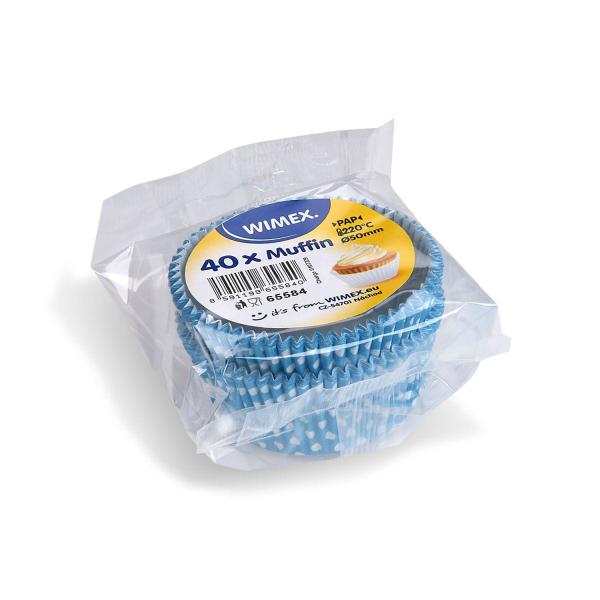 Gebäckkapsel (PAP) Punkte weiß/blau Ø50 x 30 mm [40 St.]