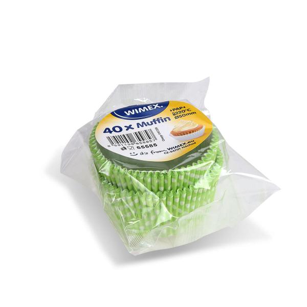Gebäckkapsel (PAP) Punkte weiß/gelbgrün Ø50 x 30 mm [40 St.]
