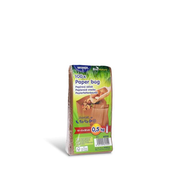 Papierfaltenbeutel (FSC Mix) braun 10+5 x 22 cm `0,5kg` [100 St.]