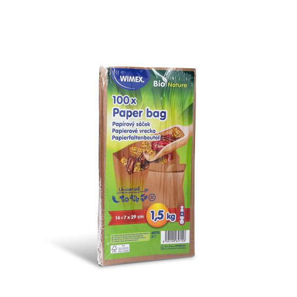 Papierfaltenbeutel (FSC Mix) braun 14+7 x 29 cm `1,5kg` [100 St.]