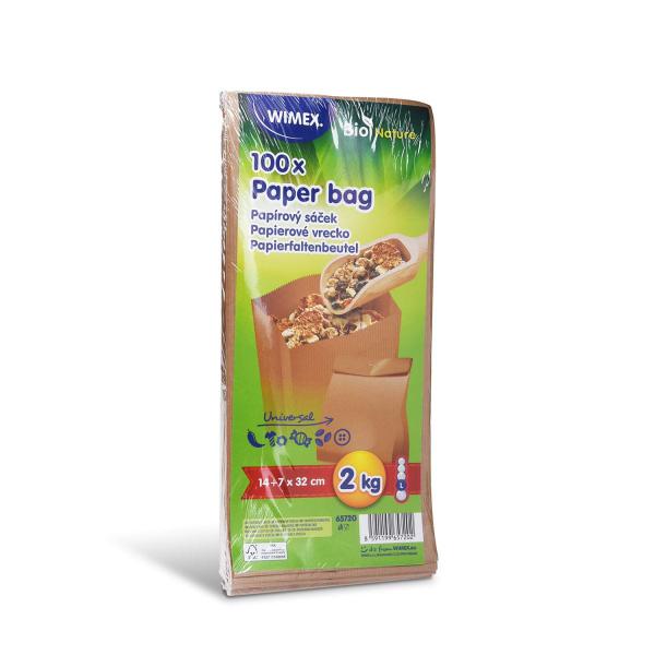 Papierfaltenbeutel (FSC Mix) braun 14+7 x 32 cm `2kg` [100 St.]
