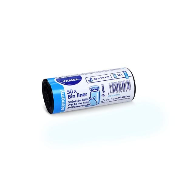 Mülleimerbeutel (HDPE) ECONOMY schwarz 45 x 54 cm 18L `S` [50 St.]