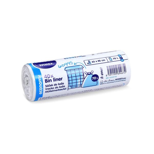 Mülleimerbeutel (HDPE) ECONOMY weiß 63 x 85 cm 70L `L+` [40 St.]