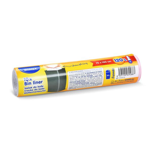 Mülleimerbeutel (HDPE) mit Zugband weiß 70 x 100 cm 120L `XL` [10 St.]
