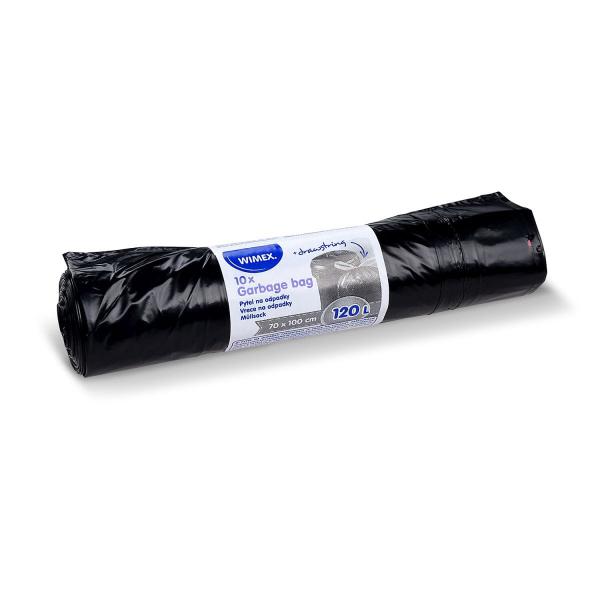 Müllsack (LDPE) mit Zugband schwarz 70 x 100 cm 120L [10 St.]