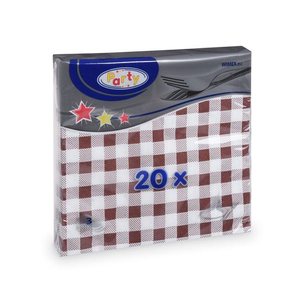 Serviette 3-lagig Karo braun 33 x 33 cm [20 St.]