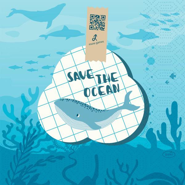 Tissue-Serviette 33 x 33 cm Save the Ocean 3-lagig, 500 Stk/Krt (10 x 50 Stk)