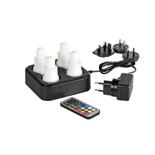 LED-Set, Mehrfarbig, Wiederaufladbar, 4 Stück 70 x 40 mm Weiß, 1 Stk/Krt (1 x 1 Stk)