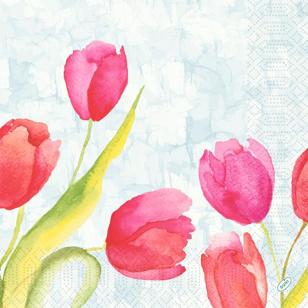Tissue-Serviette 40 x 40 cm Painted Tulips 3-lagig