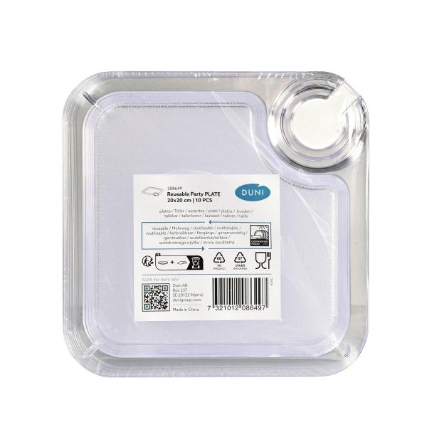 Party Teller Mehrweg 20 x 20 cm Transparent