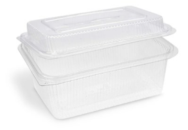 Rechteckbecher (rPET) mit Deckel klar 2000 + 450 ml