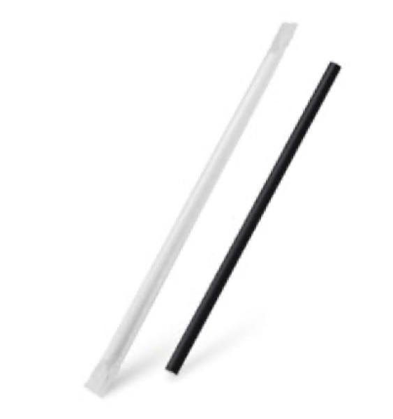 Papiertrinkhalm schwarz `JUMBO` &Oslash;8mm x 25cm einzeln verpackt [100 St.]