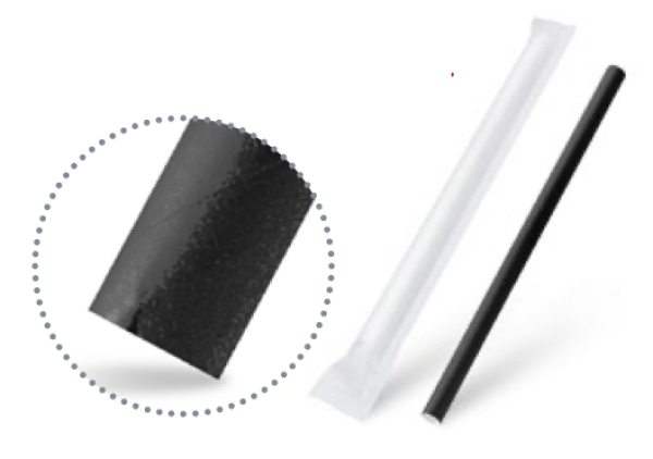 Papiertrinkhalm schwarz `JUMBO` &Oslash;12mm x 21cm einzeln verpackt [100 St.]