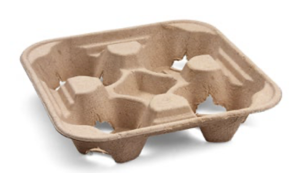 Tragetablett (PAP FSC Recycled) f&uuml;r 4 Becher 22 x 22 cm [50 St.]