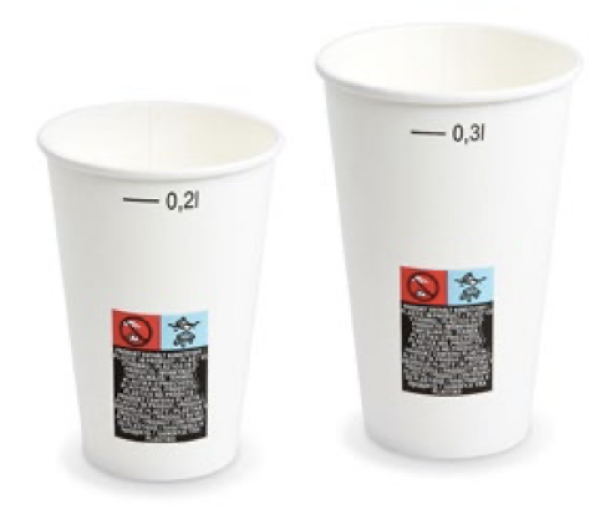 Pappbecher (FSC Mix/PE) mit F&uuml;llstrich wei&szlig; &Oslash;70mm 0,2L [50 St.]