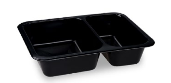 Men&uuml;-Schale (PP) Reware Lunch wiederverwendbar 2-geteilt schwarz 227 x 178 x 49 mm [20 St.]
