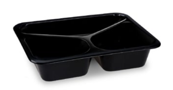 Men&uuml;-Schale (PP) Reware Lunch wiederverwendbar 3-geteilt schwarz 227 x 178 x 49 mm [20 St.]