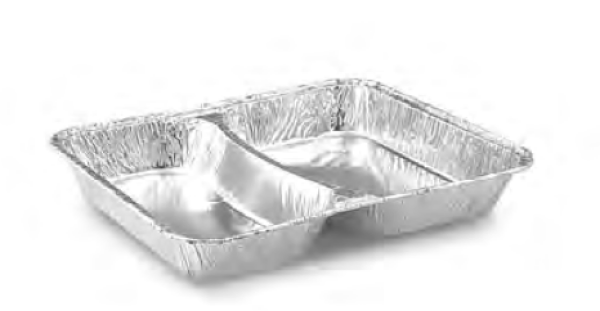 Men&uuml;-Schale (ALU) 2-geteilt 227 x 177 x 30 mm 810ml [100 St.]