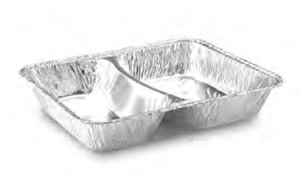 Men&uuml;-Schale (ALU) 2-geteilt 227 x 177 x 39 mm 1020ml [100 St.]