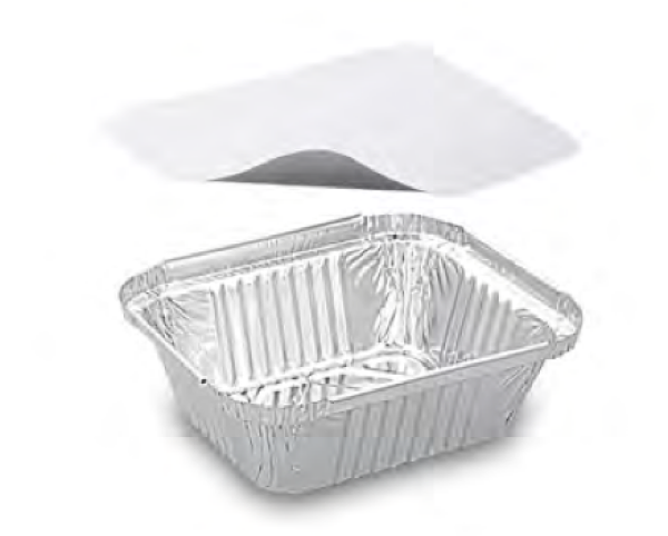 Schale (ALU) eckig 149 x 123 x 47 mm 470ml + Deckel [5 Sets]