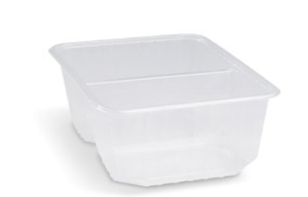 Rechteckschale (PP) 2-geteilt klar 186 x 133 mm 1000ml [50 St.]