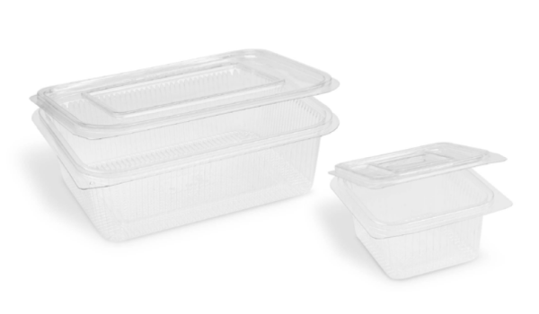 Rechteckbecher (rPET) mit Deckel klar 1000ml [50 St.]