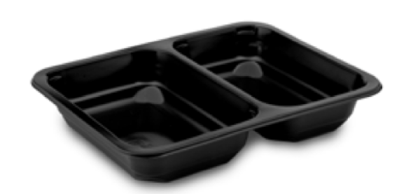 Men&uuml;-Schale (PP) 2-geteilt schwarz 227 x 178 x 40 mm 1070ml [50 St.]