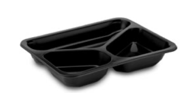 Men&uuml;-Schale (PP) 3-geteilt schwarz 227 x 178 x 50 mm 1120ml [50 St.]