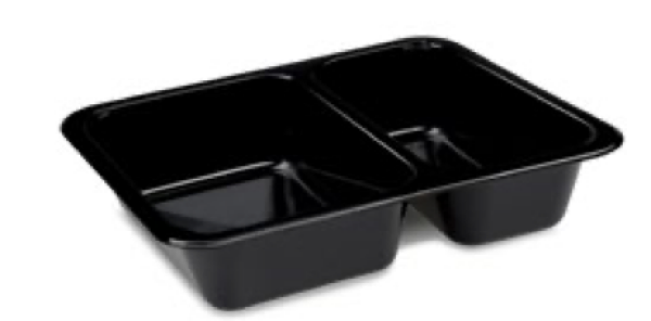 Men&uuml;-Schale (PP) Foodyboxx extra-stabil 2-geteilt schwarz 227 x 178 x 49 mm [50 St.]