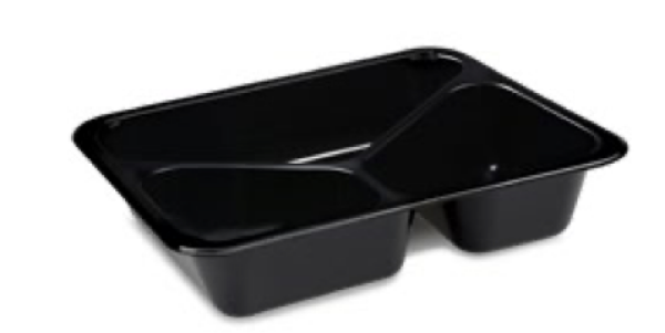 Men&uuml;-Schale (PP) Foodyboxx extra-stabil 3-geteilt schwarz 227 x 178 x 49 mm [50 St.]