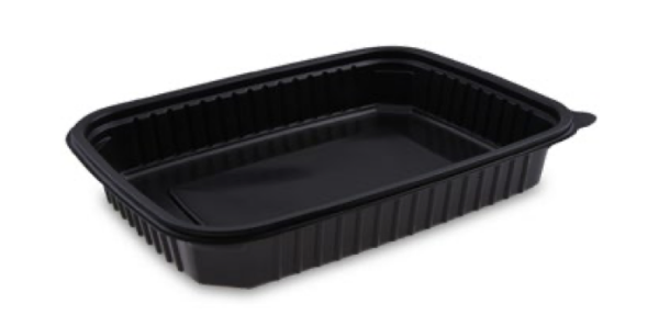 Mikrowellenschale (PP) ungeteilt schwarz `L` 250 x 185 mm 1200ml [50 St.]