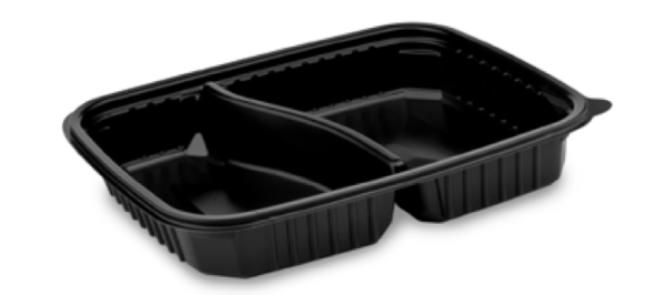 Mikrowellenschale (PP) 2-geteilt schwarz `L` 250 x 185 mm 1100ml [50 St.]