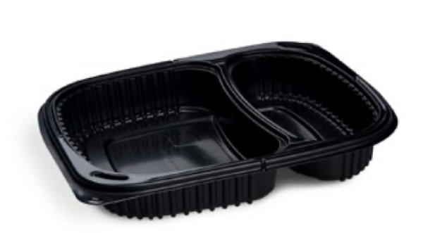 Mikrowellenschale (PP) ECONOMY 2-geteilt schwarz 240 x 210 mm 1100ml [100 St.]