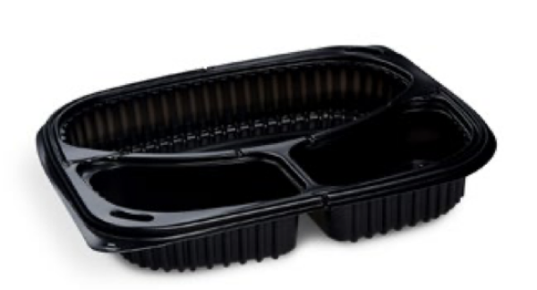 Mikrowellenschale (PP) ECONOMY 3-geteilt schwarz 240 x 210 mm 1000ml [100 St.]