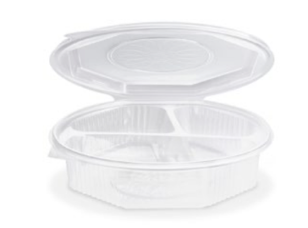 Men&uuml;-Schale (PP) Ripboxx Meal 3-geteilt achteckig klar 930ml [25 St.]
