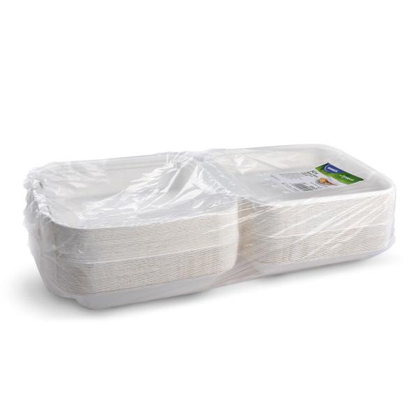 Men&uuml;-Box (Zuckerrohr-Bagasse) ungeteilt 222 x 200 x 67 mm 1100ml [50 St.]