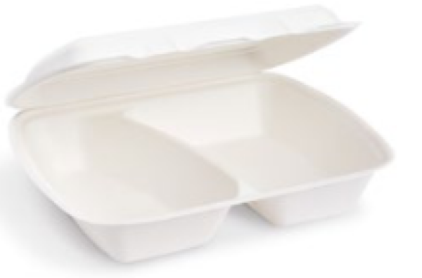 Men&uuml;-Box (Zuckerrohr-Bagasse) 2-geteilt 241 x 202 x 70 mm 1000ml