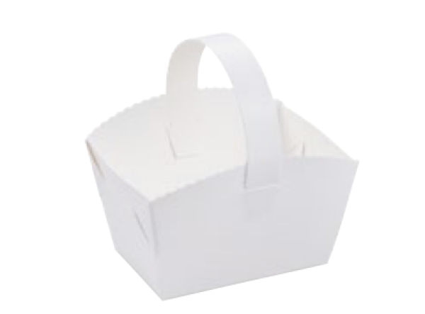 Geb&auml;ckk&ouml;rbchen (PAP) mit Henkel wei&szlig; 10 x 8 x 6 cm [50 St.]