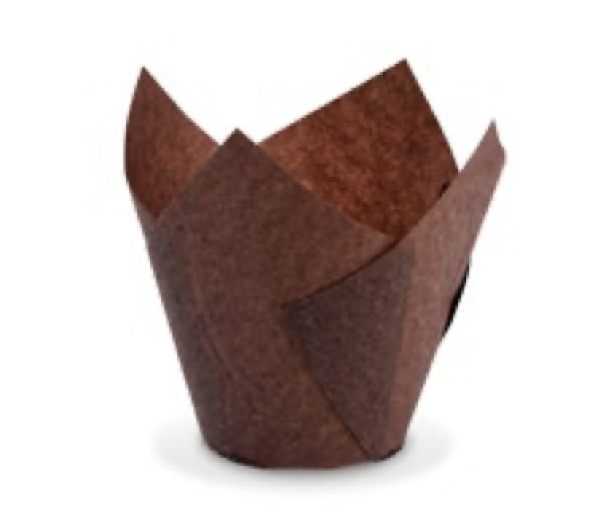 Tulip Geb&auml;ckkapsel (PAP) braun &Oslash;50 x 85 mm / 16 x 16 cm [100 St.]