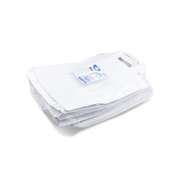 Papiertragetasche wei&szlig; 22+10 x 28 cm [50 St.]