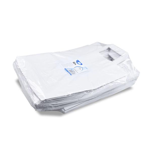 Papiertragetasche wei&szlig; 26+14 x 32 cm [50 St.]