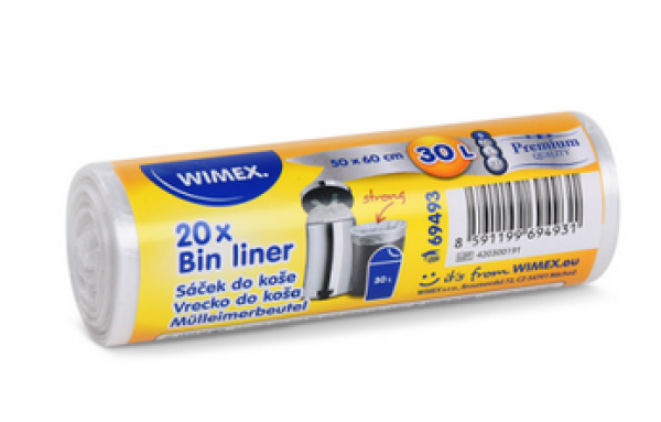 M&uuml;lleimerbeutel (HDPE) stark klar 50 x 60 cm 30L `M` [20 St.]