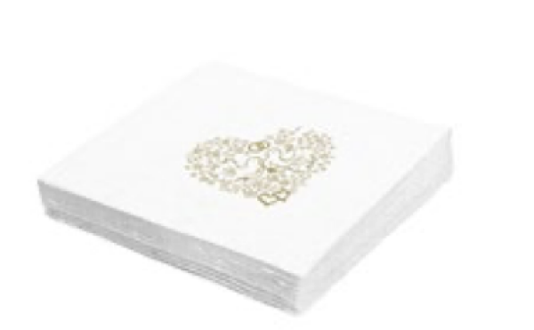 Serviette 2-lagig Hochzeit 33 x 33 cm [50 St.]