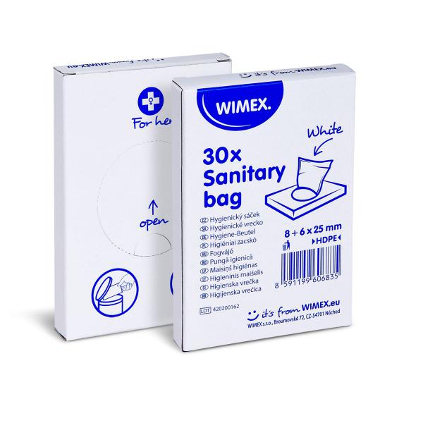 Hygiene-Beutel (HDPE) wei&szlig; 8+6 x 25 cm [30 St.]