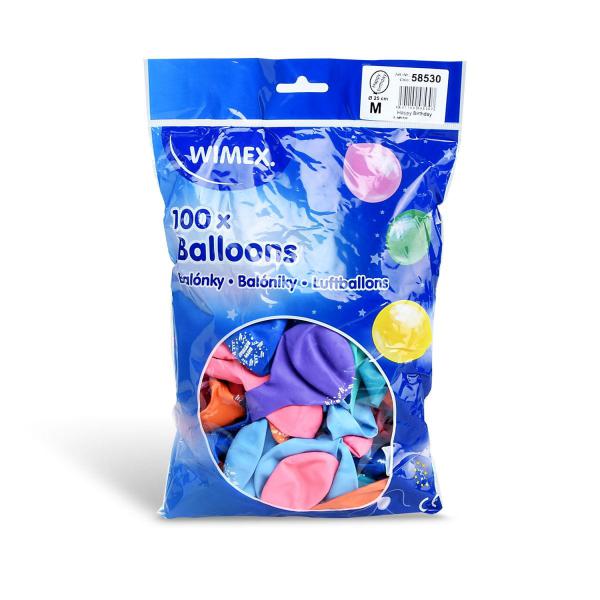 Luftballon "HAPPY BIRTHDAY" bunt gemischt &Oslash;25cm `M` [100 St.]