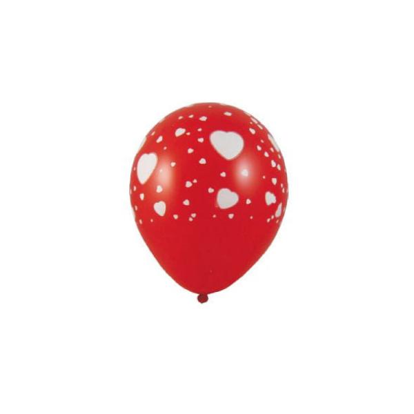 Luftballon Herzen wei&szlig;/rot &Oslash;30cm `L` [100 St.]